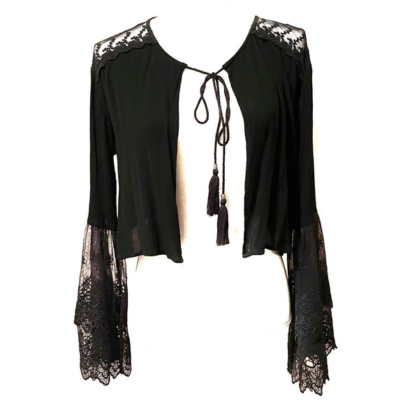 One The Land Tops - One The Land Bolero with Angel Sleeves & Tie Front